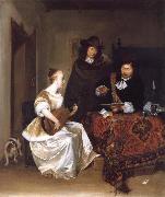 Gerard Ter Borch A Woman Playing a Theorbo to Two Men France oil painting artist